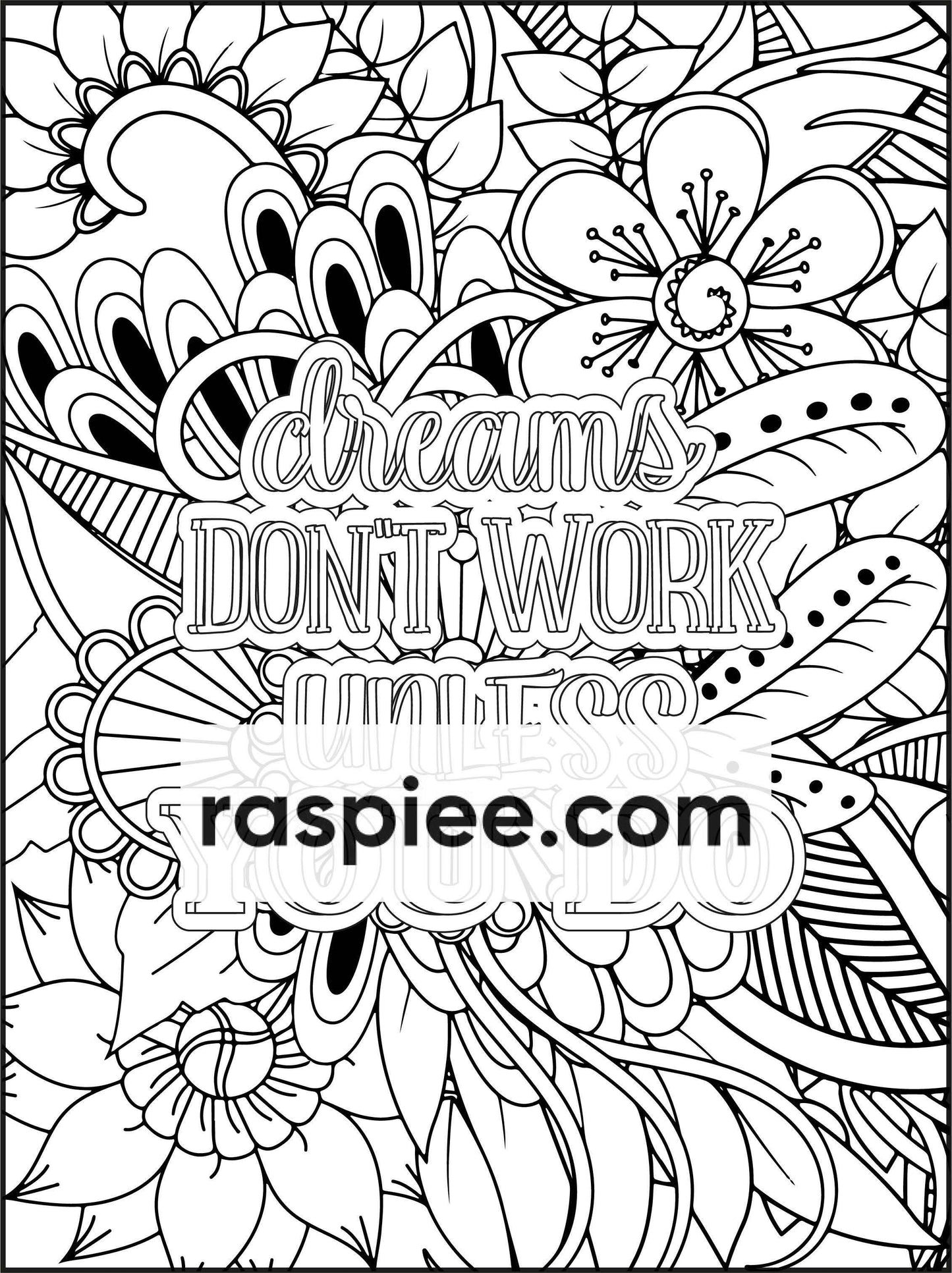 100 Free Motivational Quotes Adult Coloring Pages Printable PDF Instant Download