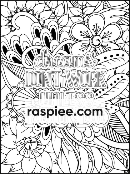 100 Free Motivational Quotes Adult Coloring Pages Printable PDF Instant Download