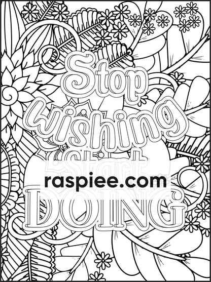 100 Free Motivational Quotes Adult Coloring Pages Printable PDF Instant Download