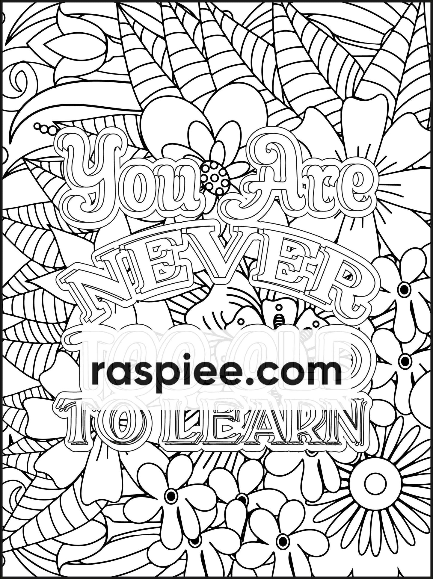 100 Free Motivational Quotes Adult Coloring Pages Printable PDF Instant Download