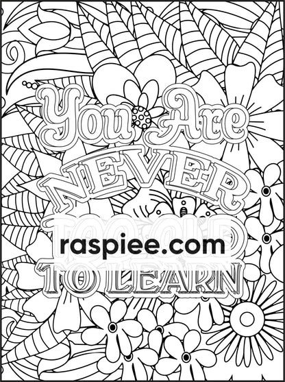 100 Free Motivational Quotes Adult Coloring Pages Printable PDF Instant Download