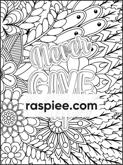 100 Free Motivational Quotes Adult Coloring Pages Printable PDF Instant Download