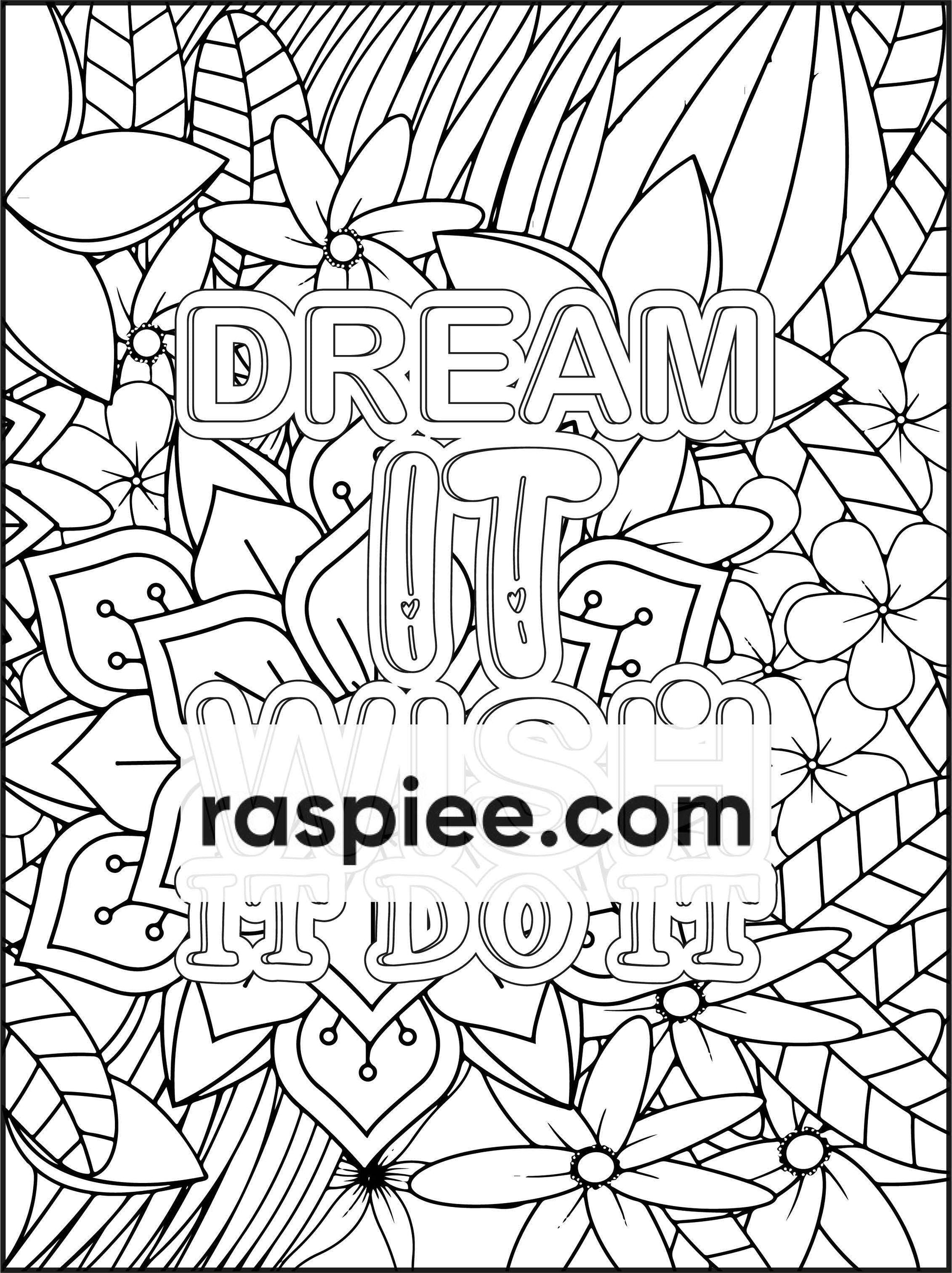 100 Free Motivational Quotes Adult Coloring Pages Printable PDF Instant Download