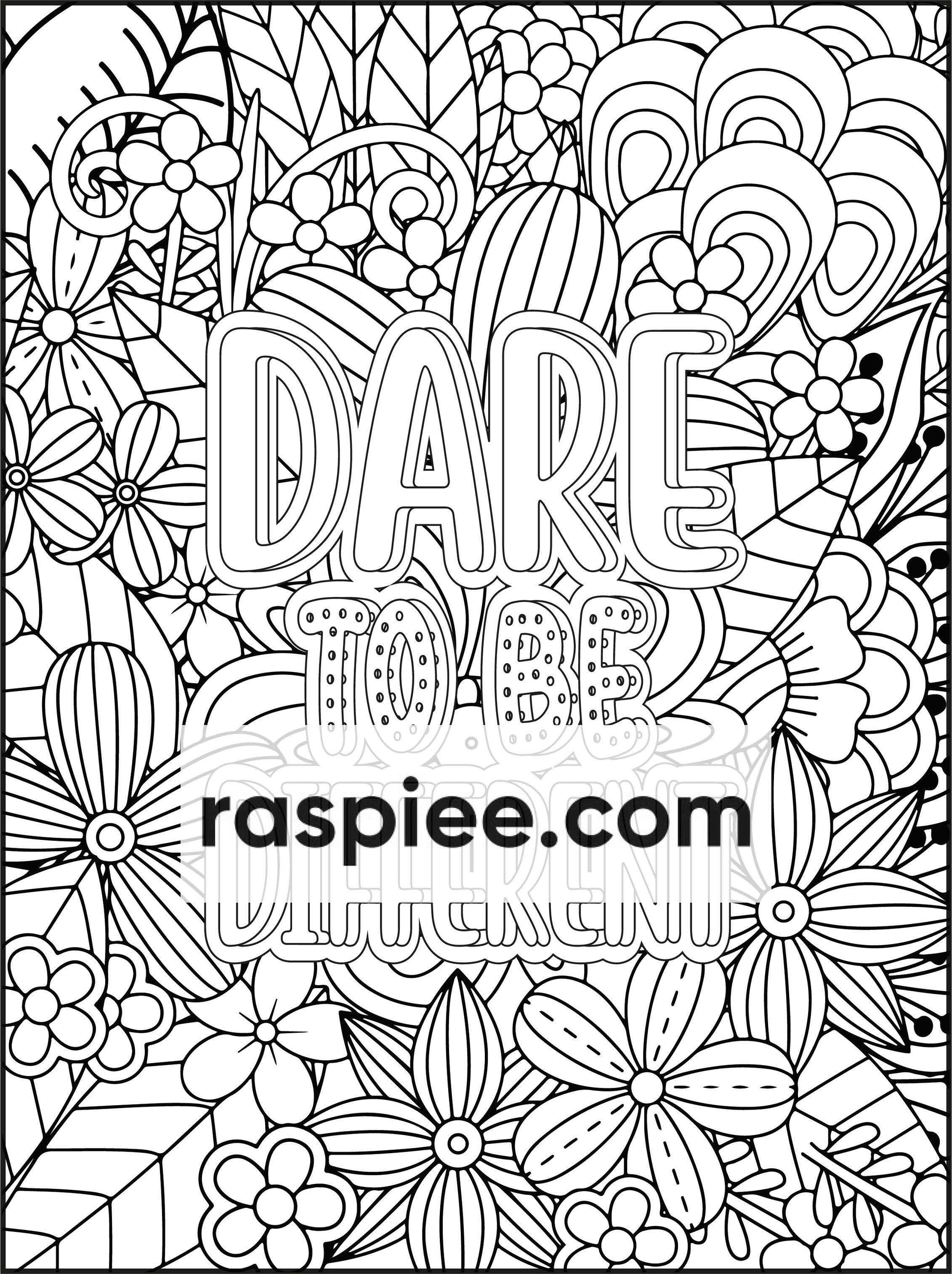 100 Free Motivational Quotes Adult Coloring Pages Printable PDF Instant Download