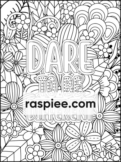 100 Free Motivational Quotes Adult Coloring Pages Printable PDF Instant Download