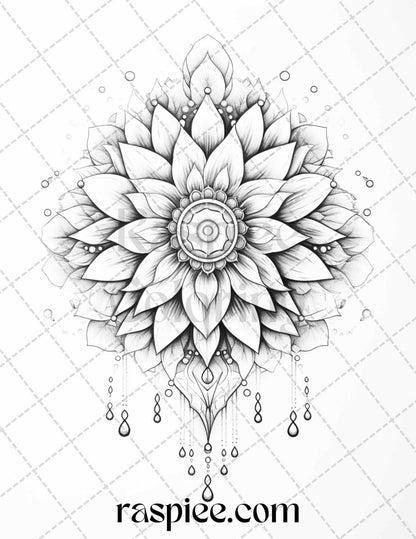 40 Beautiful Tattoos Grayscale Coloring Pages Printable for Adults, PDF File Instant Download