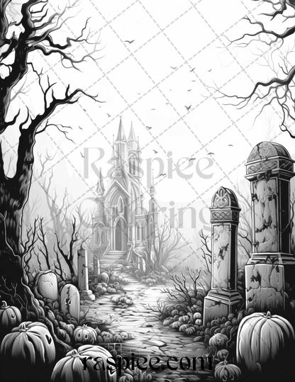 40 Witchy Wonders Grayscale Coloring Pages Printable for Adults, PDF File Instant Download