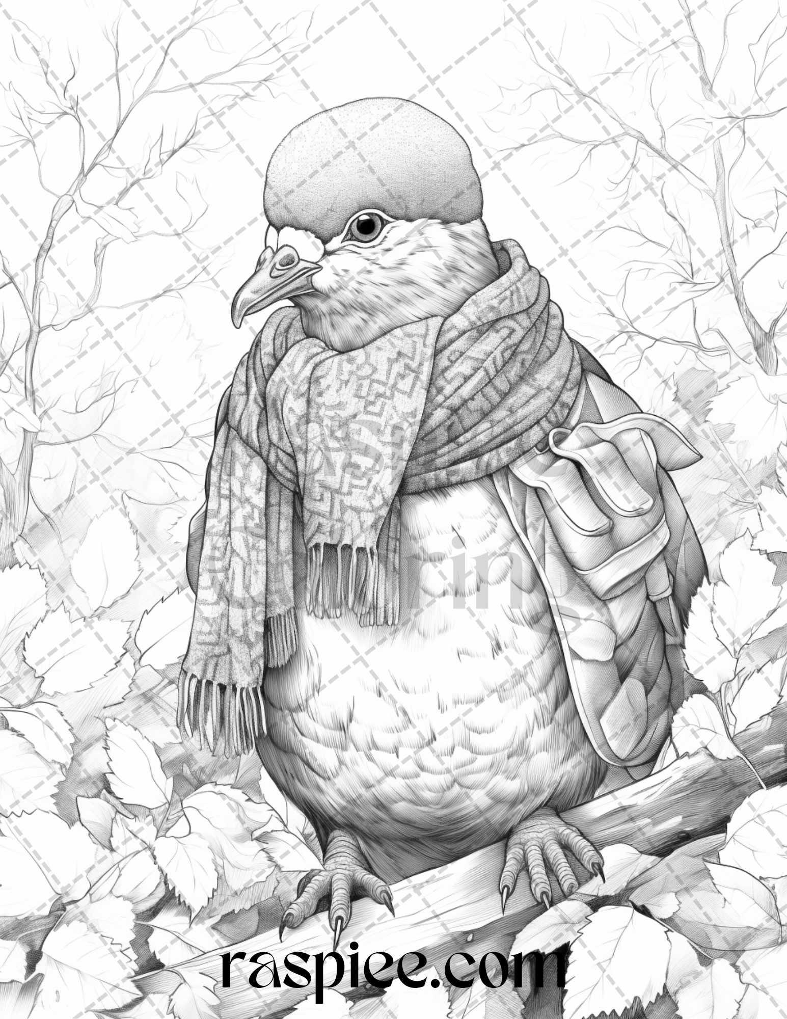 40 Cute Fall Animals Grayscale Coloring Pages Printable for Adults and Kids, PDF File Instant Download