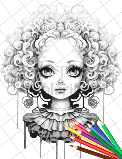 40 Creepy Porcelain Dolls Grayscale Coloring Pages for Adults, PDF File Instant Download