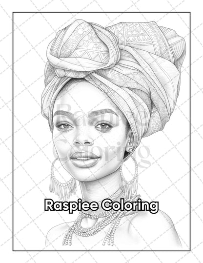 50 Black Women Portrait Coloring Pages for Adults Printable PDF Instant Download