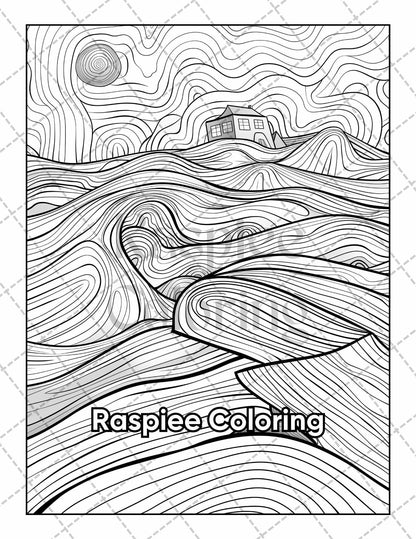 50 Abstract Art Adult Coloring Pages Printable PDF Instant Download