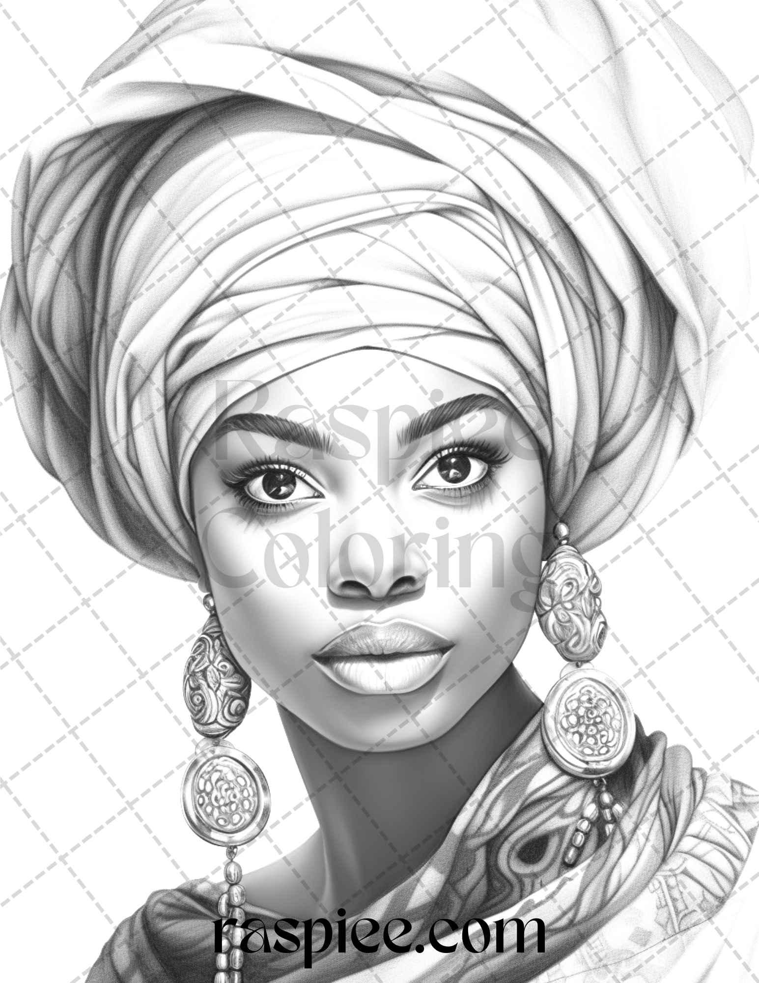 40 Beautiful African Women Grayscale Coloring Pages Printable for Adults, PDF File Instant Download