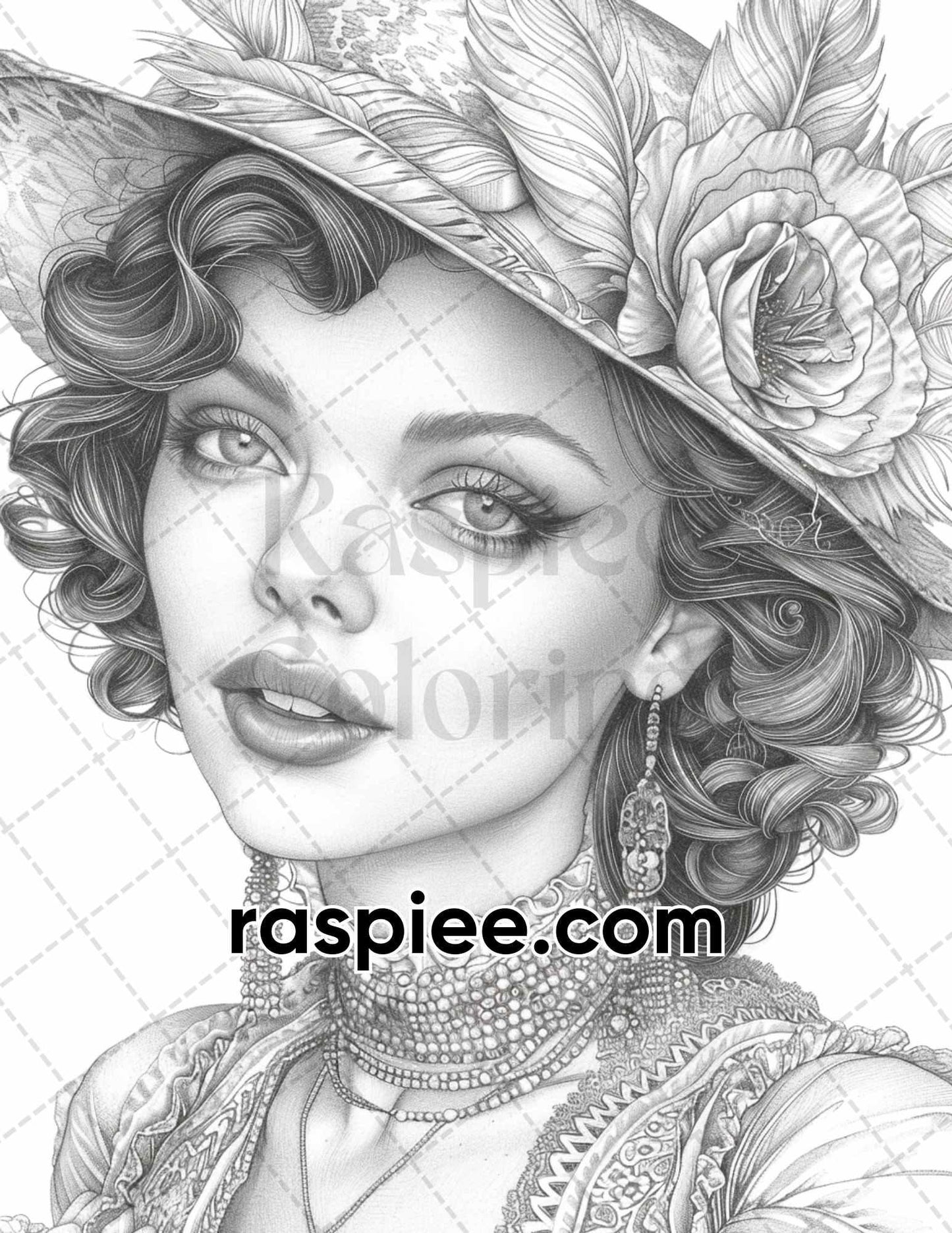 70 Gatsby Glamour Grayscale Adult Coloring Pages, Printable PDF Instant Download