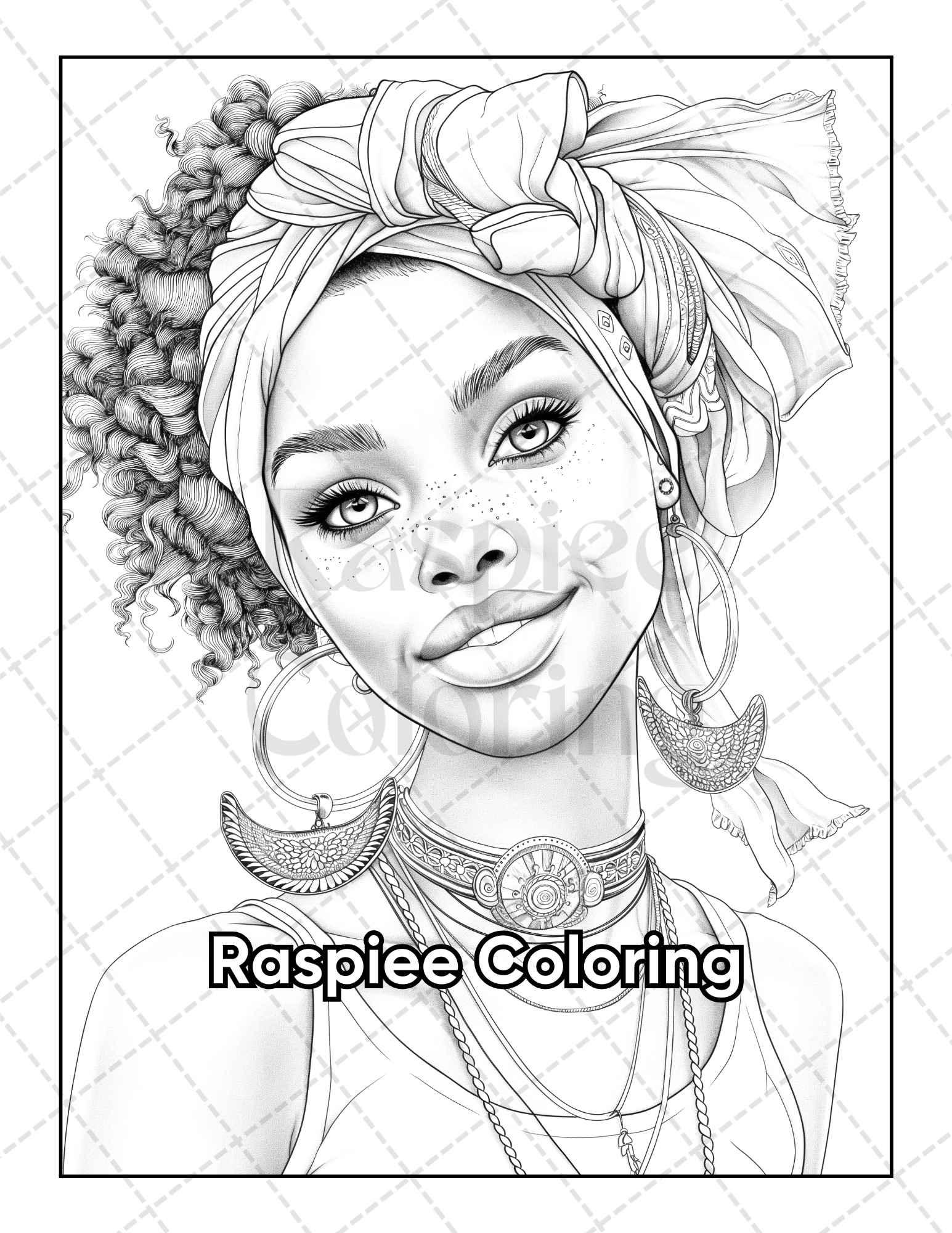 50 Black Women Portrait Coloring Pages for Adults Printable PDF Instant Download