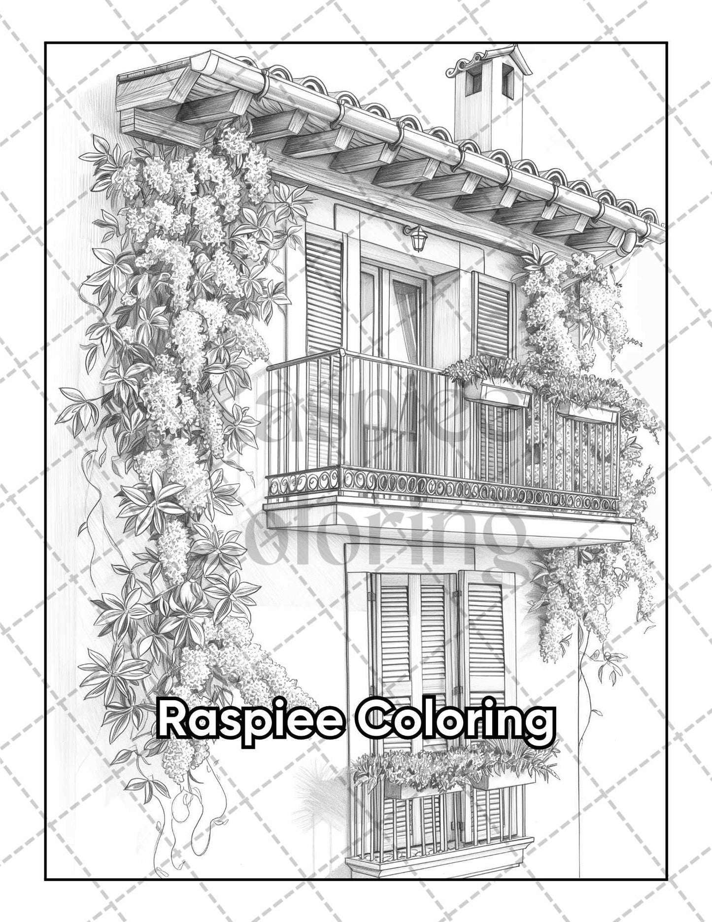 50 Balcony Garden Adult Coloring Pages Printable PDF Instant Download