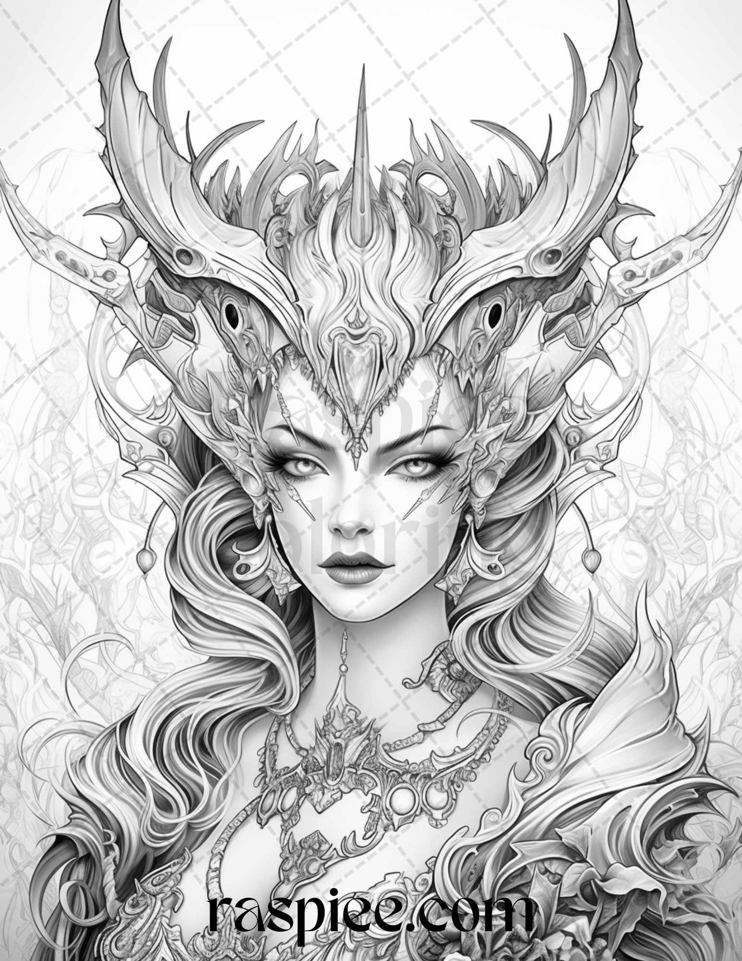 40 Dark Evil Fairy Grayscale Coloring Pages Printable for Adults, PDF File Instant Download