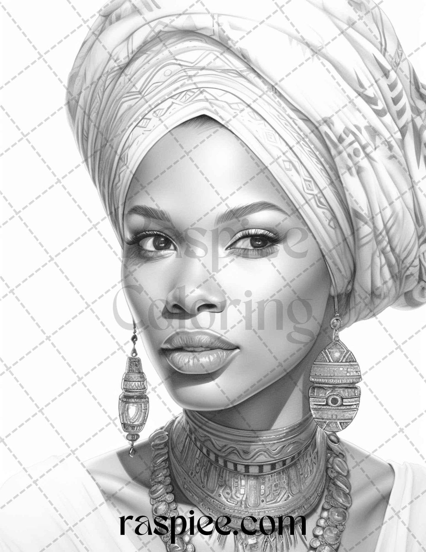 40 Beautiful African Women Grayscale Coloring Pages Printable for Adults, PDF File Instant Download