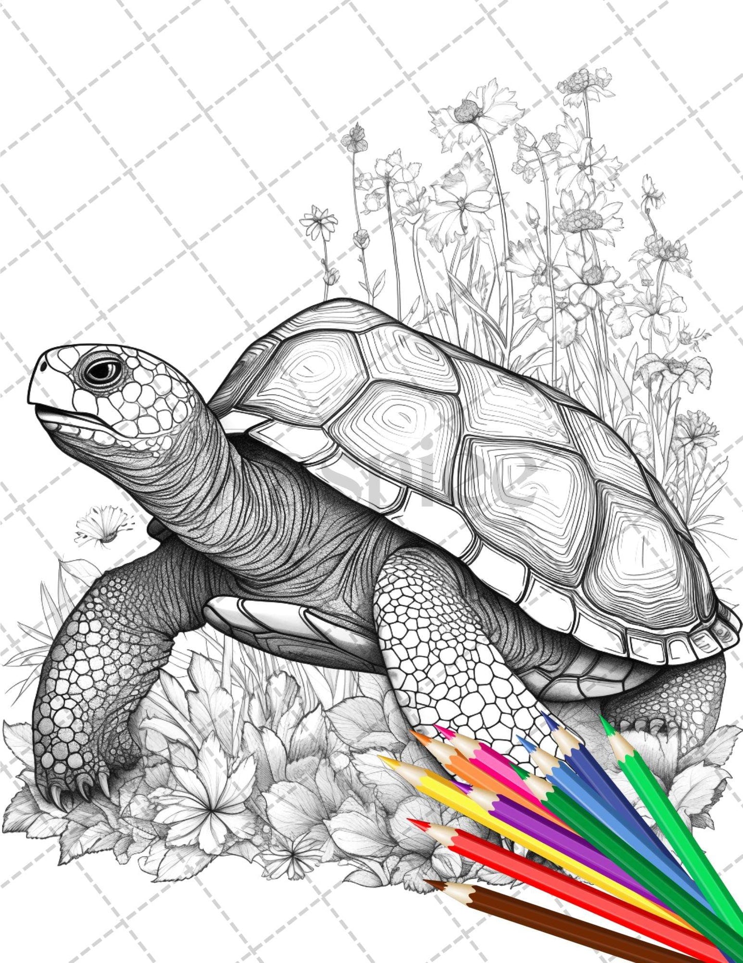 30 Animal Floral Printable Coloring Pages for Adults, Grayscale Coloring Book, Printable PDF File Download