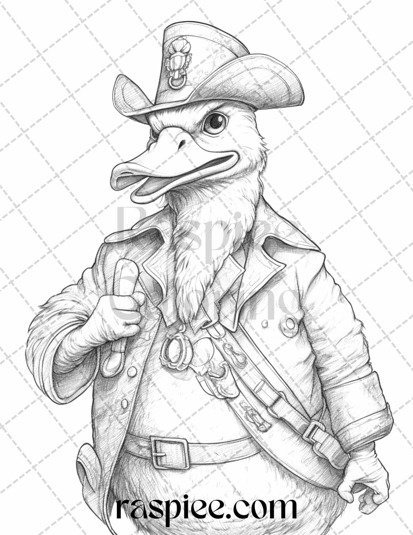 40 Pirate Animals Grayscale Coloring Pages Printable for Adults, PDF File Instant Download