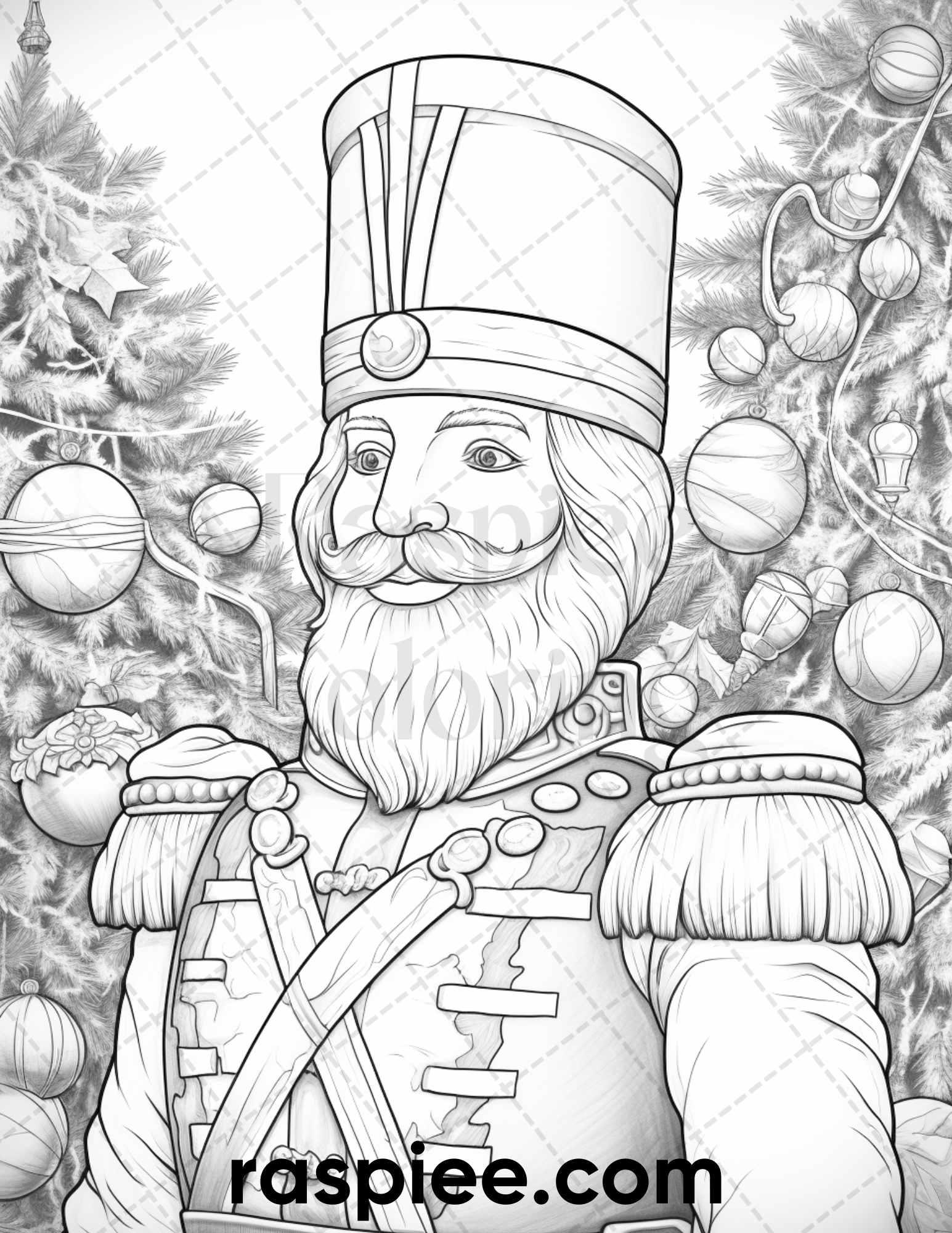 40 Christmas Nutcrackers Grayscale Coloring Pages for Adults, Printable PDF File Instant Download