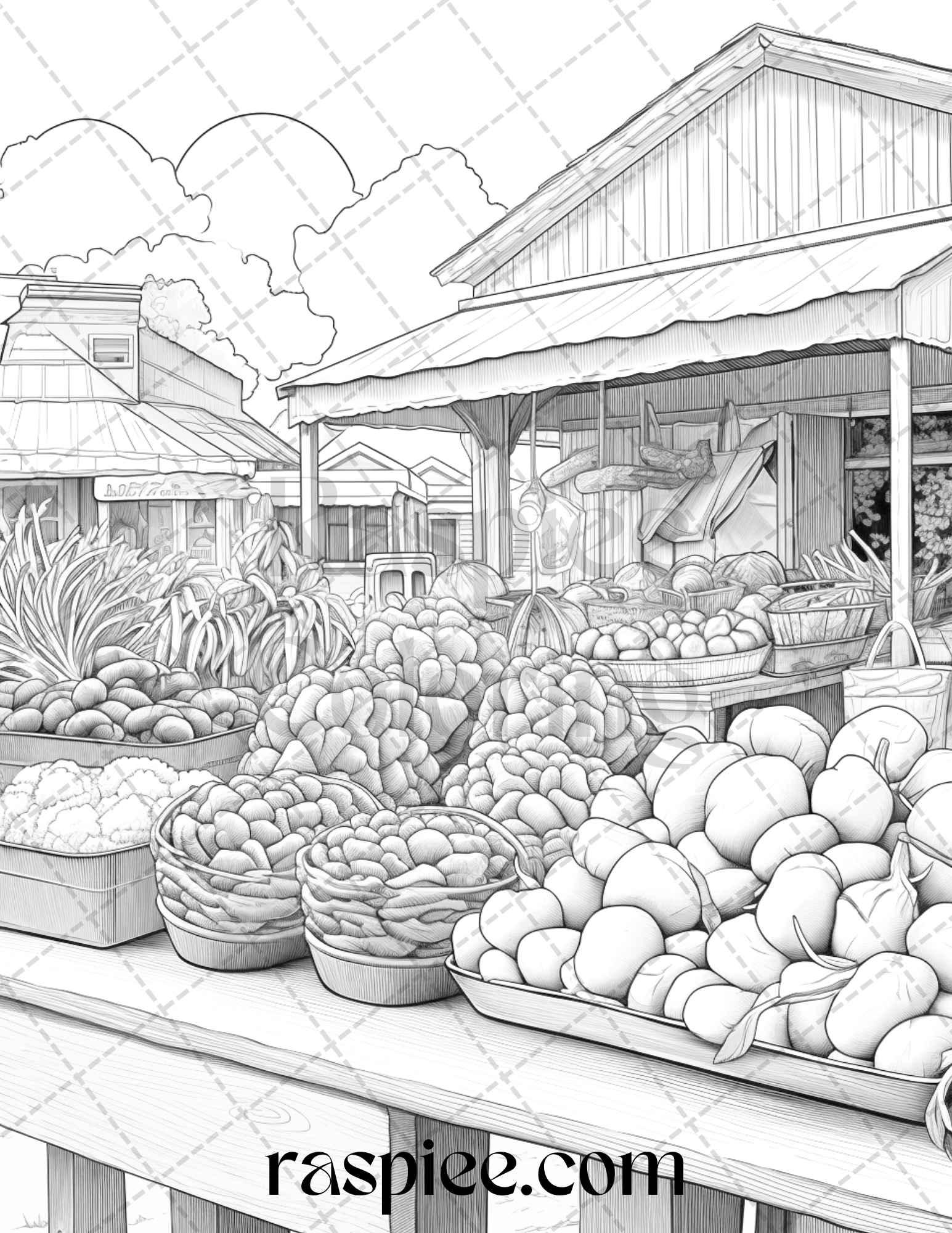 40 Farmstead Serenity Grayscale Coloring Pages Printable for Adults, PDF File Instant Download