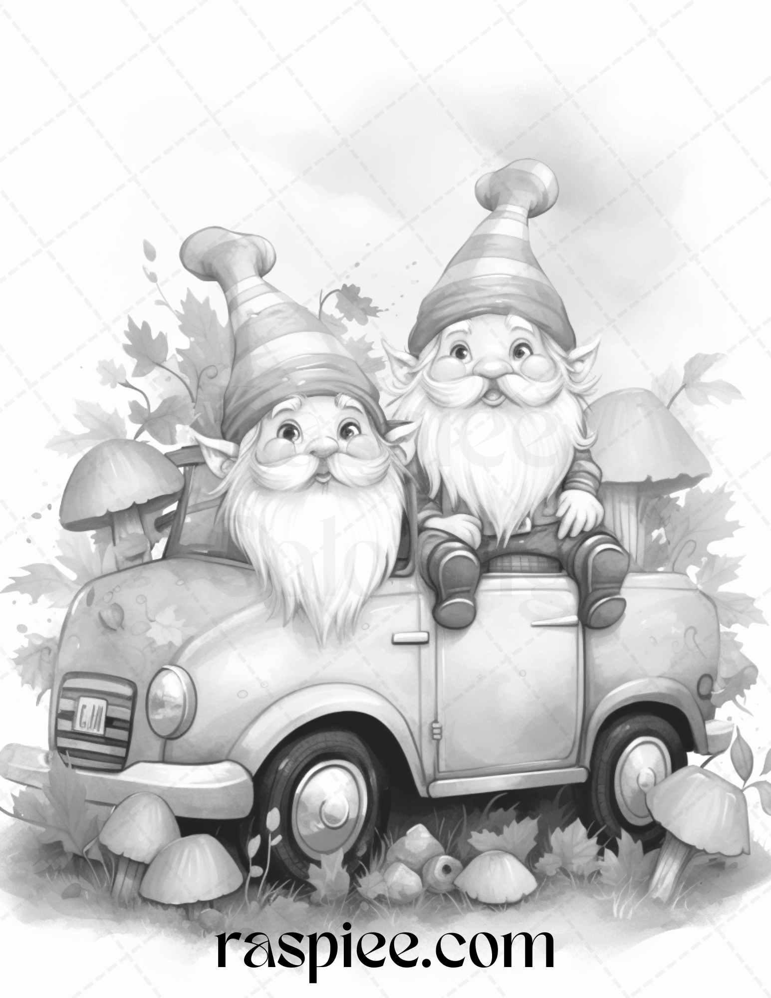 40 Fall Gnomes Grayscale Coloring Pages Printable for Adults Kids, PDF File Instant Download