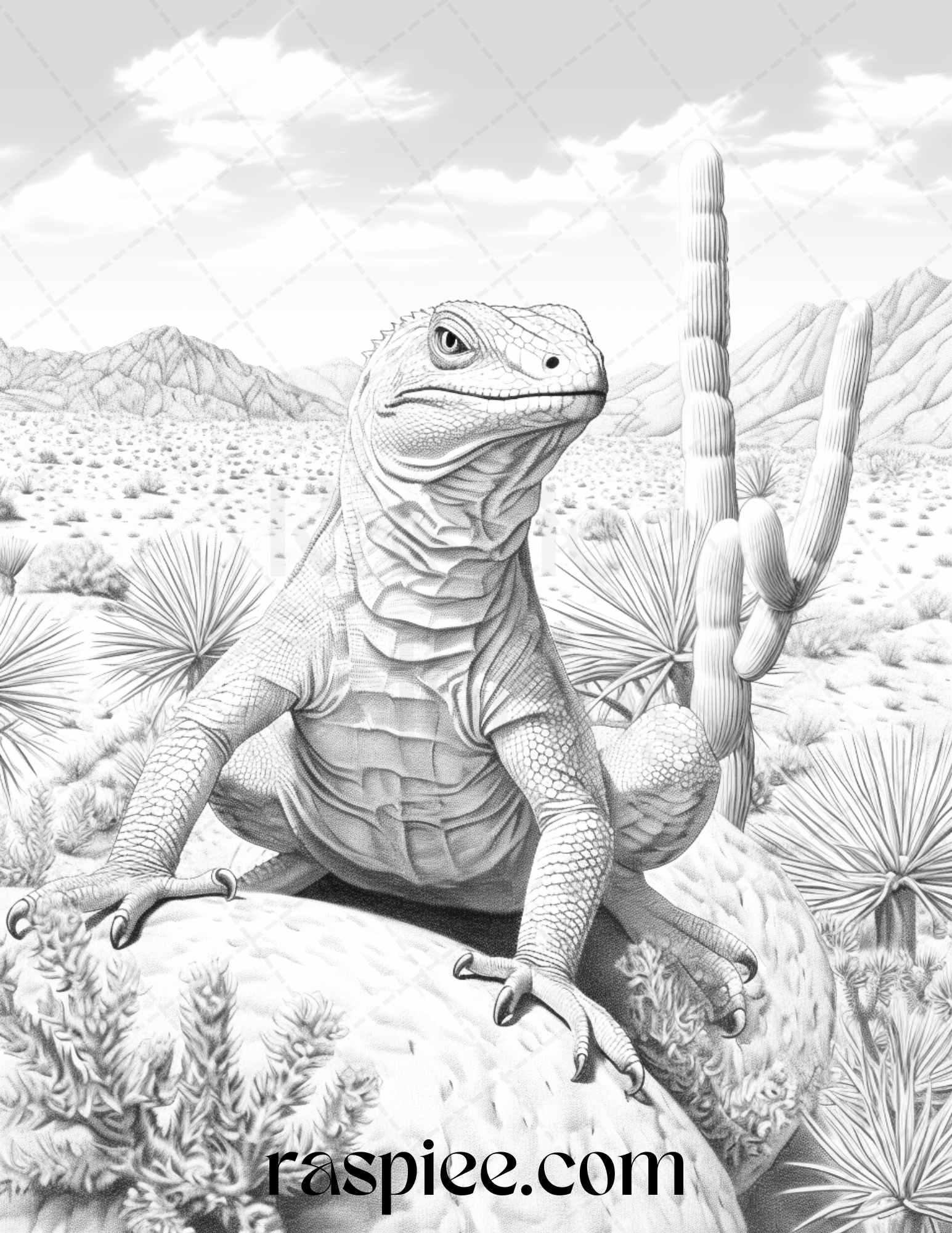 43 Desert Animals Grayscale Coloring Pages Printable for Adults, PDF File Instant Download