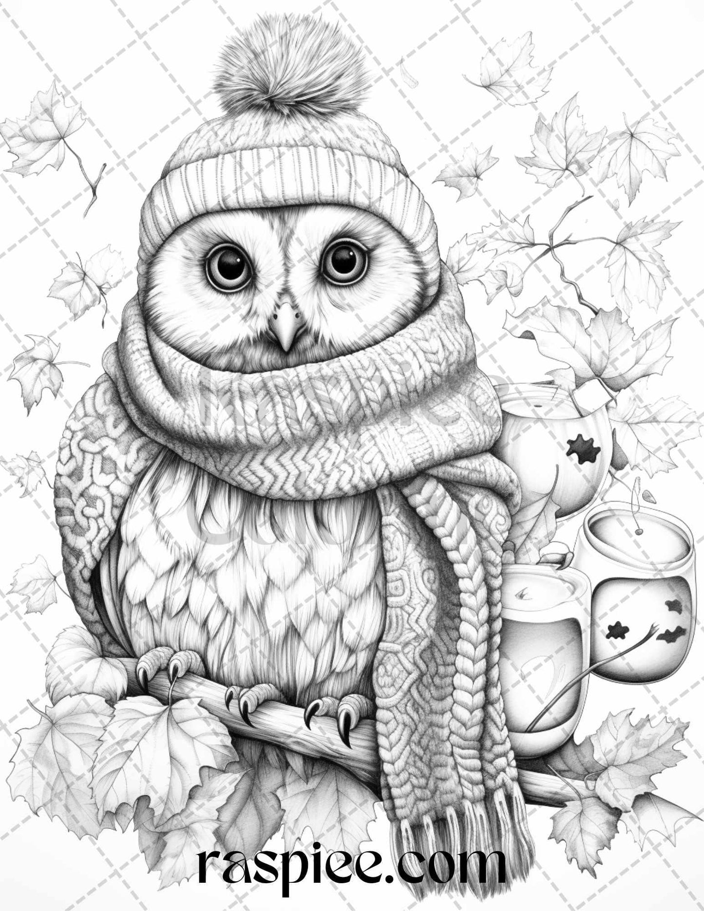 40 Cute Fall Animals Grayscale Coloring Pages Printable for Adults and Kids, PDF File Instant Download