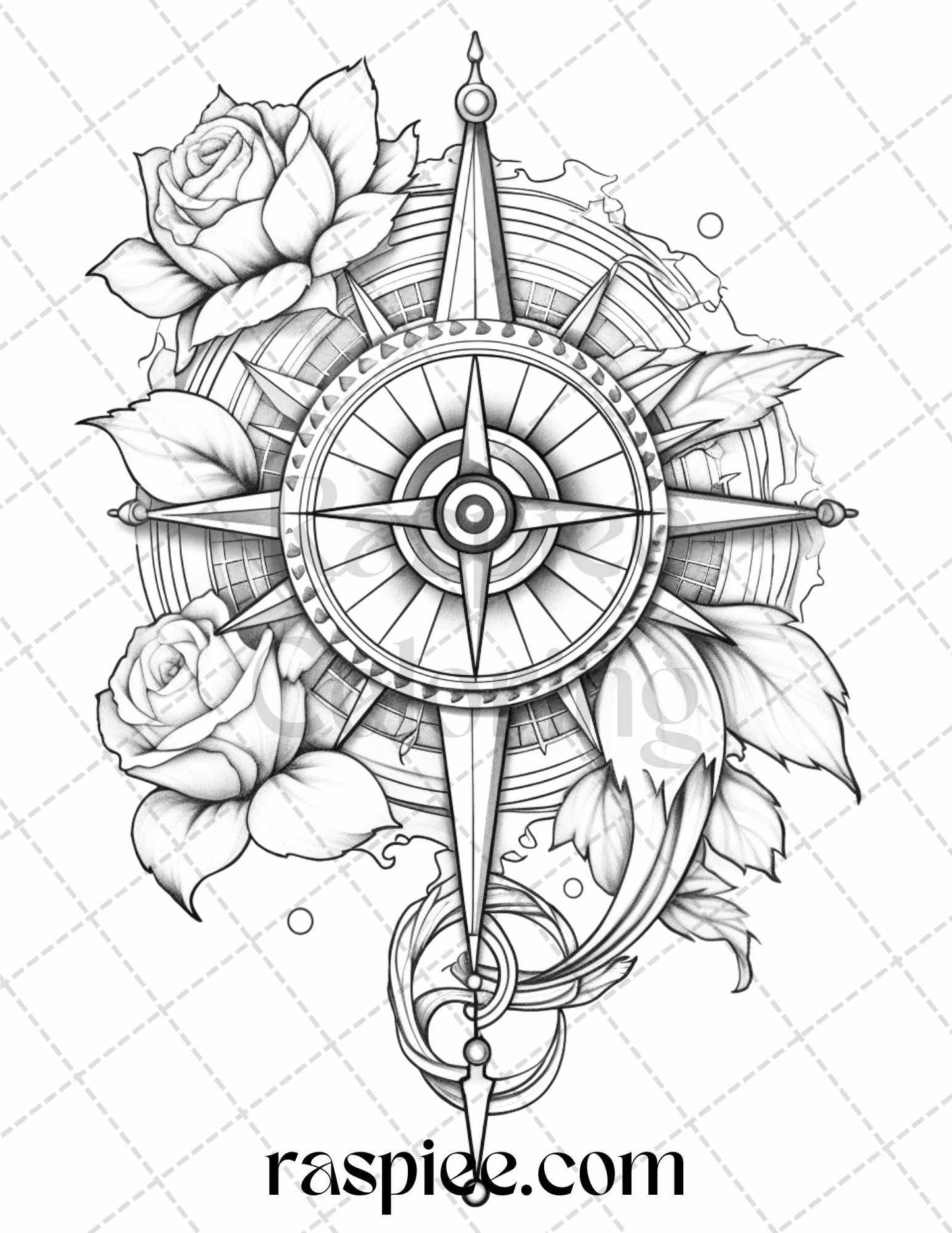 40 Beautiful Tattoos Grayscale Coloring Pages Printable for Adults, PDF File Instant Download