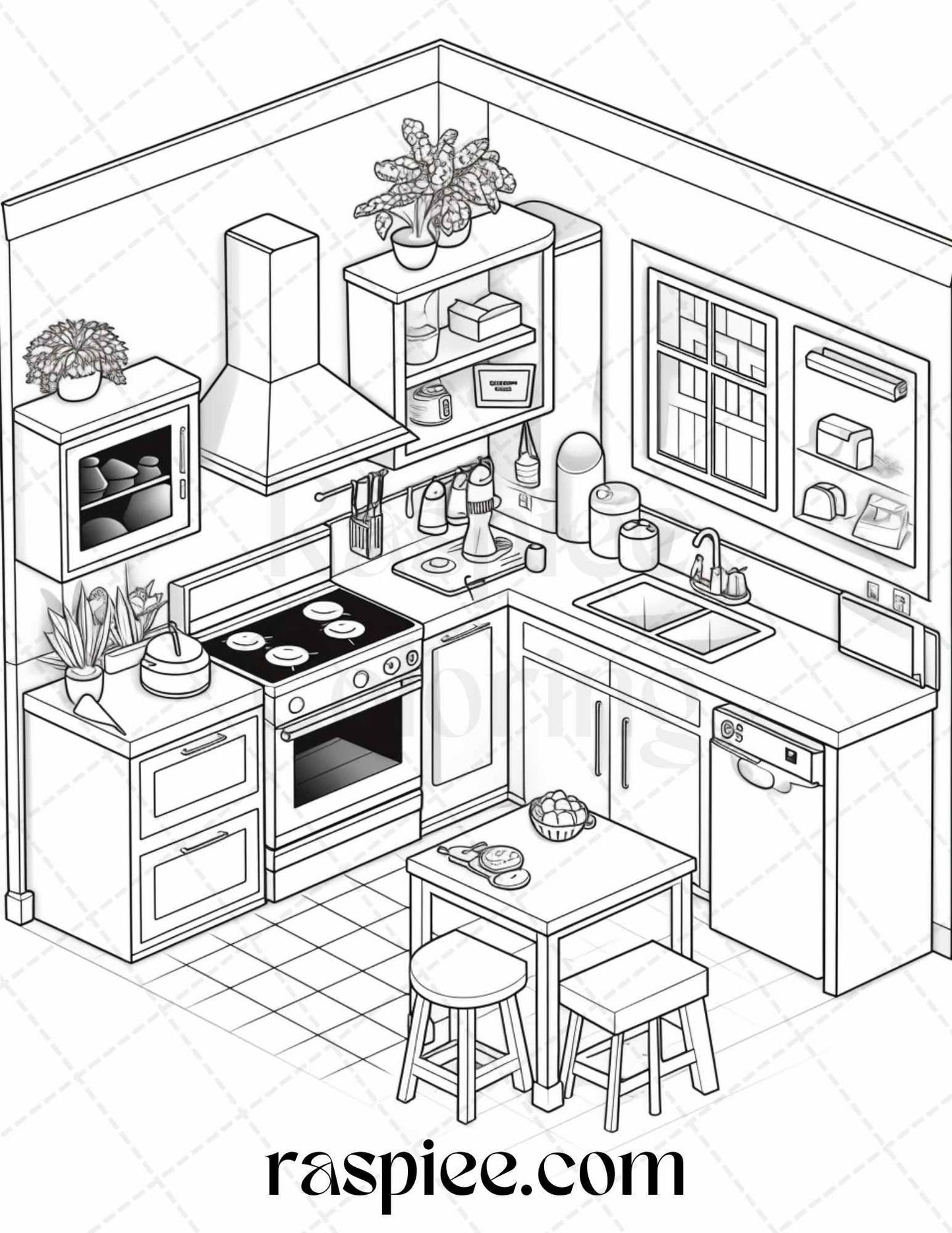 40 Pocket Room Coloring Pages Printable for Adults Kids, PDF File Instant Download