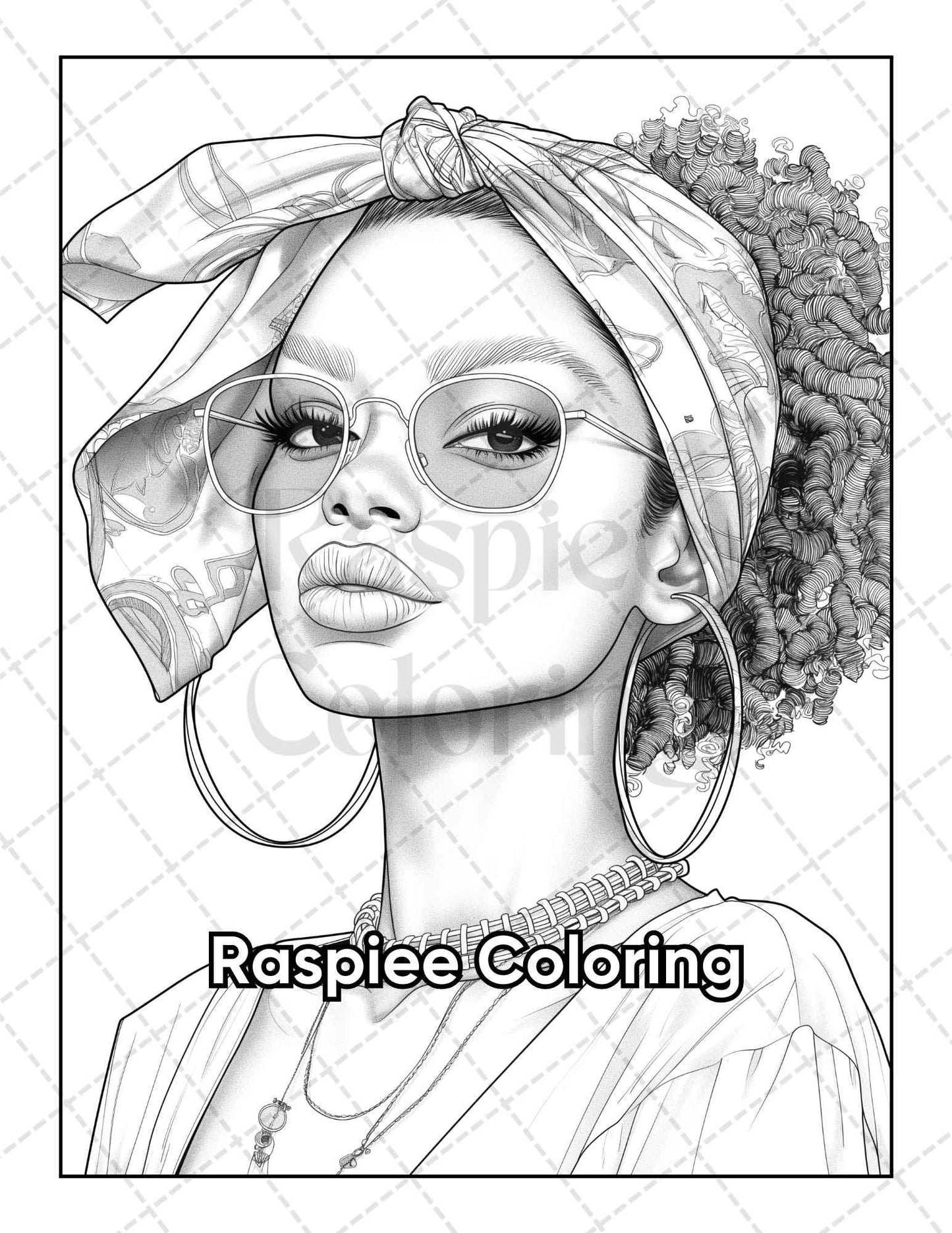 50 Black Women Portrait Coloring Pages for Adults Printable PDF Instant Download