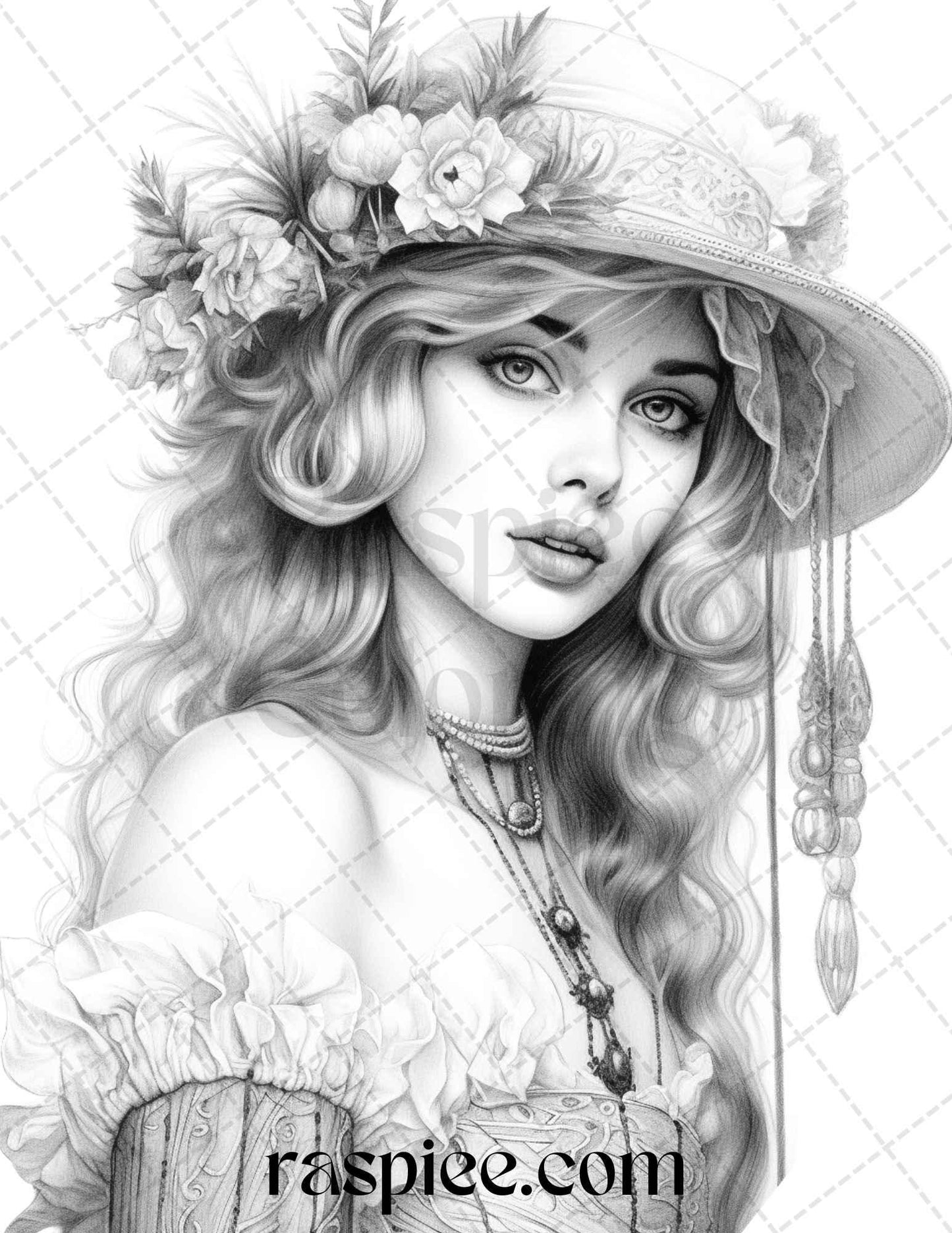 40 Beautiful Gatsby Girls Grayscale Coloring Pages Printable for Adults, PDF File Instant Download