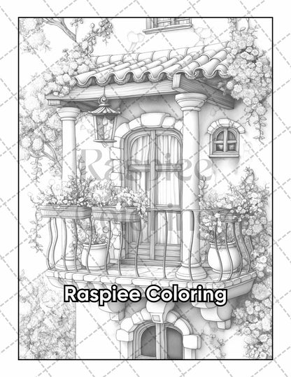 50 Balcony Garden Adult Coloring Pages Printable PDF Instant Download