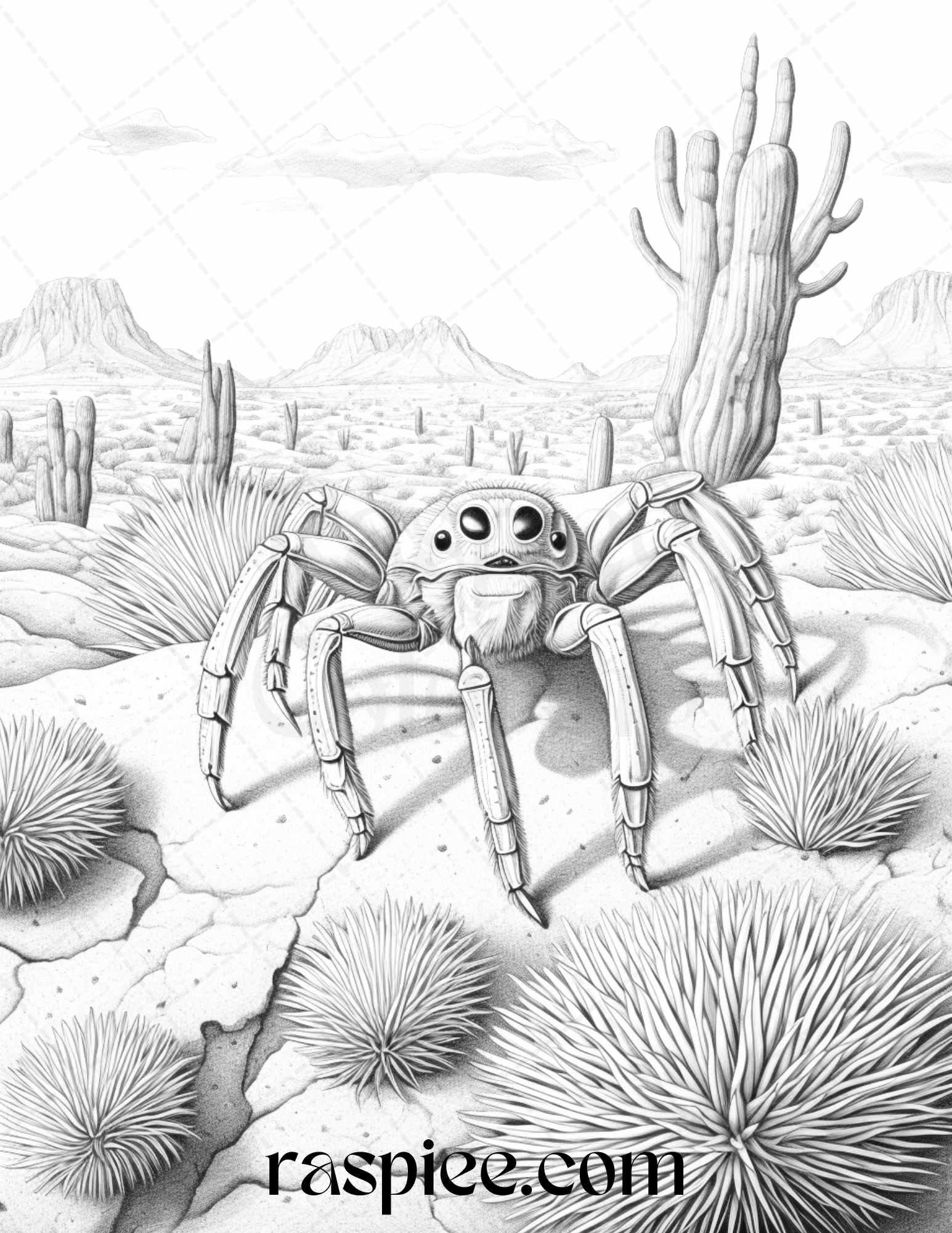 43 Desert Animals Grayscale Coloring Pages Printable for Adults, PDF File Instant Download