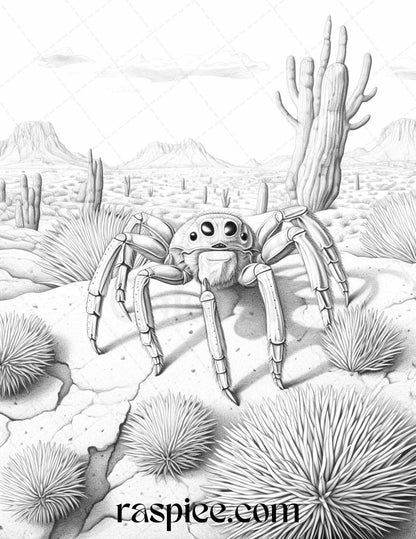 43 Desert Animals Grayscale Coloring Pages Printable for Adults, PDF File Instant Download