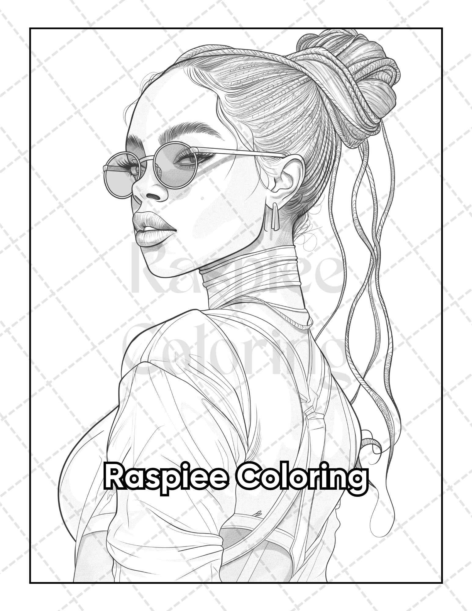 50 Black Women Portrait Coloring Pages for Adults Printable PDF Instant Download