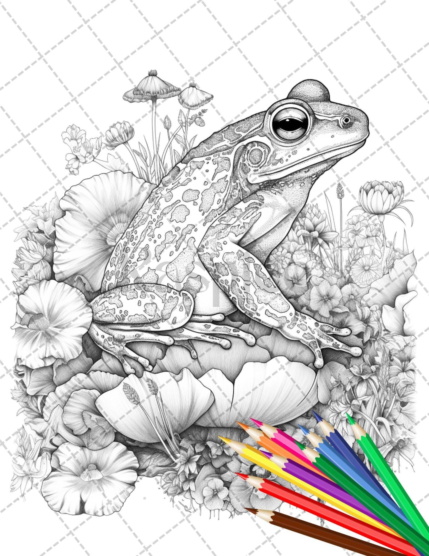 30 Animal Floral Printable Coloring Pages for Adults, Grayscale Coloring Book, Printable PDF File Download