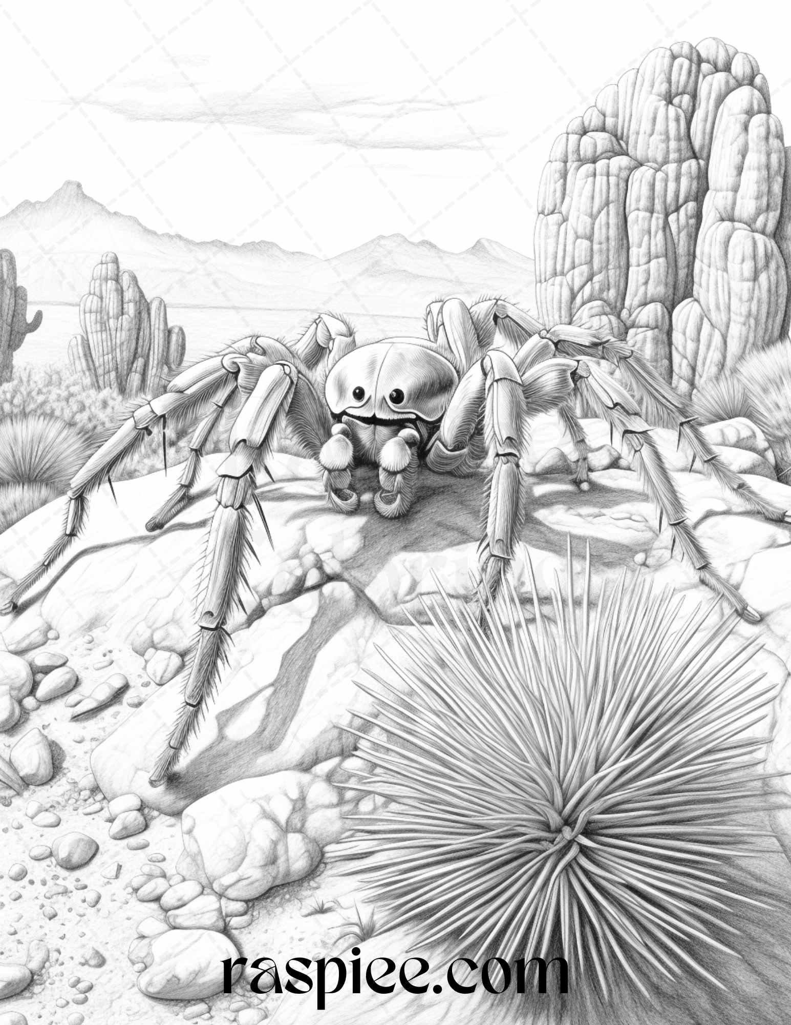 43 Desert Animals Grayscale Coloring Pages Printable for Adults, PDF File Instant Download