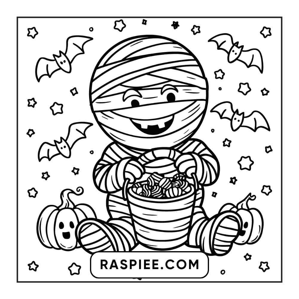 100 Bold and Easy Cute Halloween Coloring Pages Printable PDF Instant Download