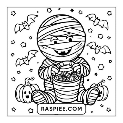 100 Bold and Easy Cute Halloween Coloring Pages Printable PDF Instant Download