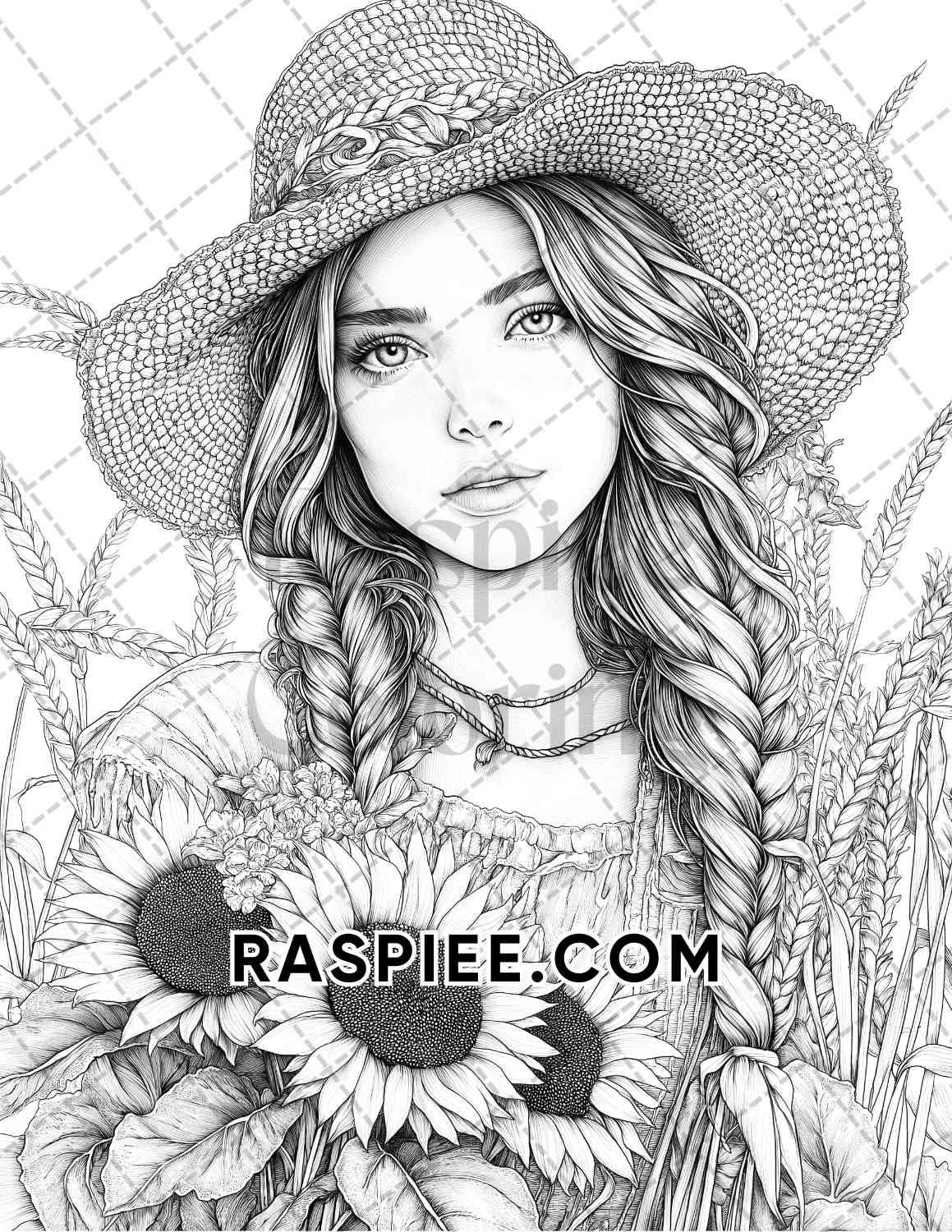 Autumn Beauties Portrait Adult Coloring Pages Printable PDF Instant Download