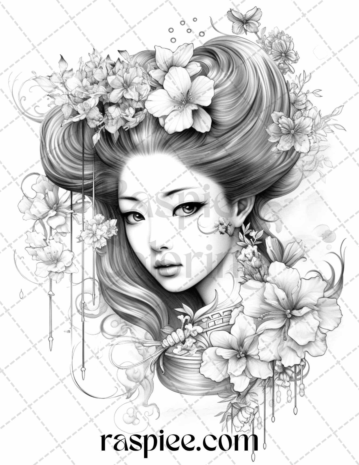 40 Beautiful Tattoos Grayscale Coloring Pages Printable for Adults, PDF File Instant Download