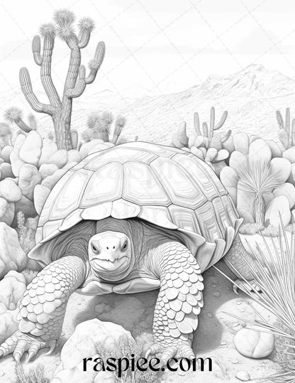 43 Desert Animals Grayscale Coloring Pages Printable for Adults, PDF File Instant Download