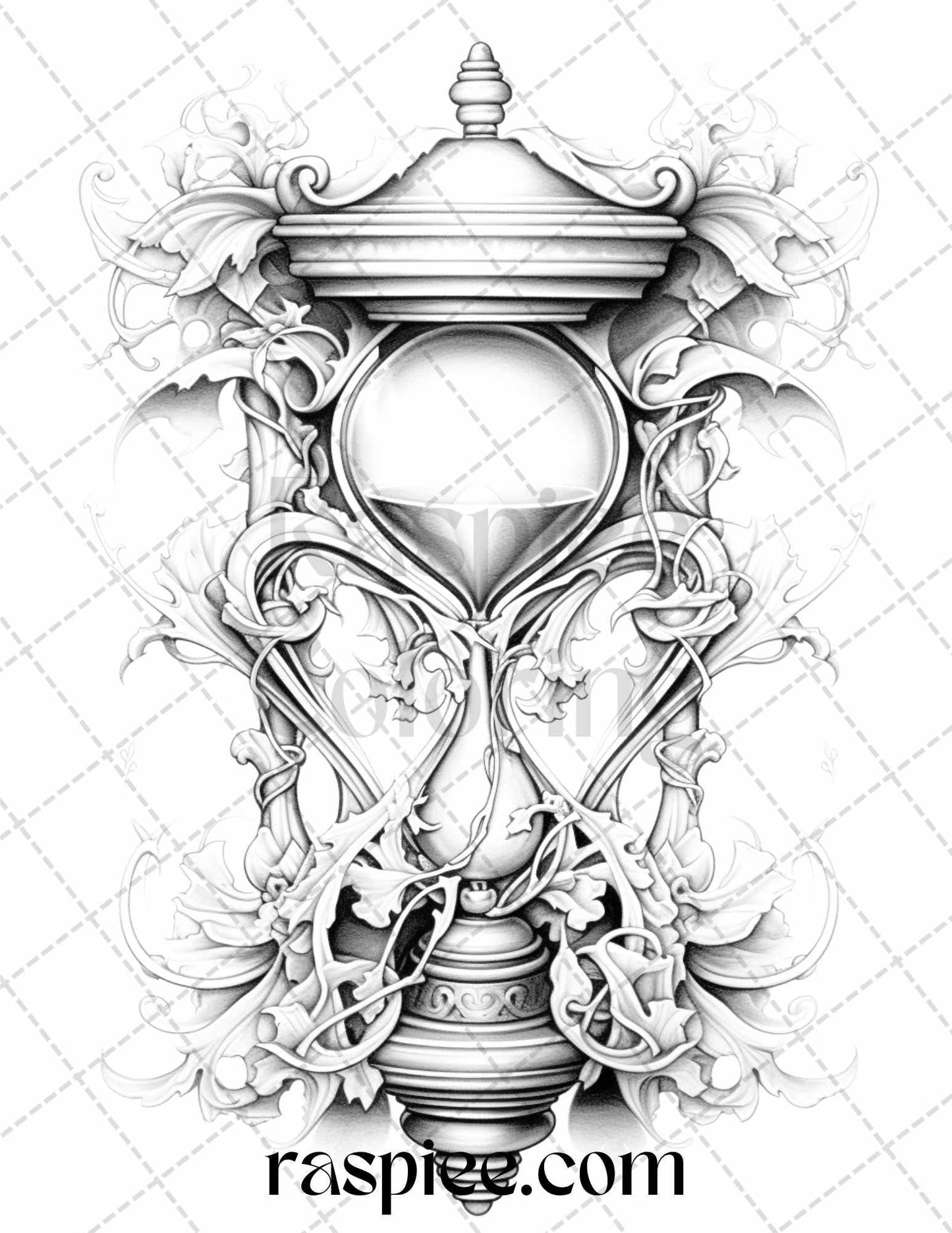 40 Beautiful Tattoos Grayscale Coloring Pages Printable for Adults, PDF File Instant Download