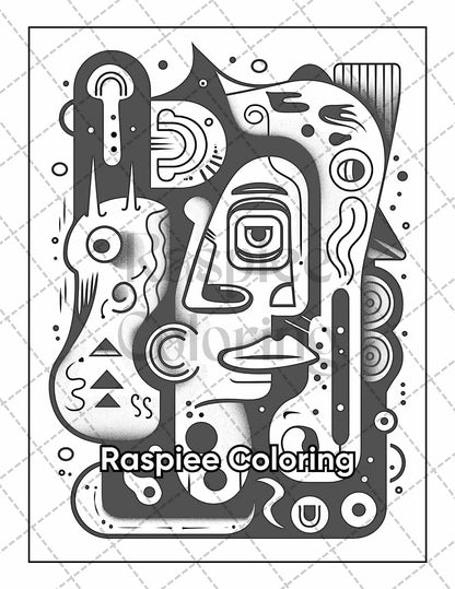 50 Abstract Art Adult Coloring Pages Printable PDF Instant Download