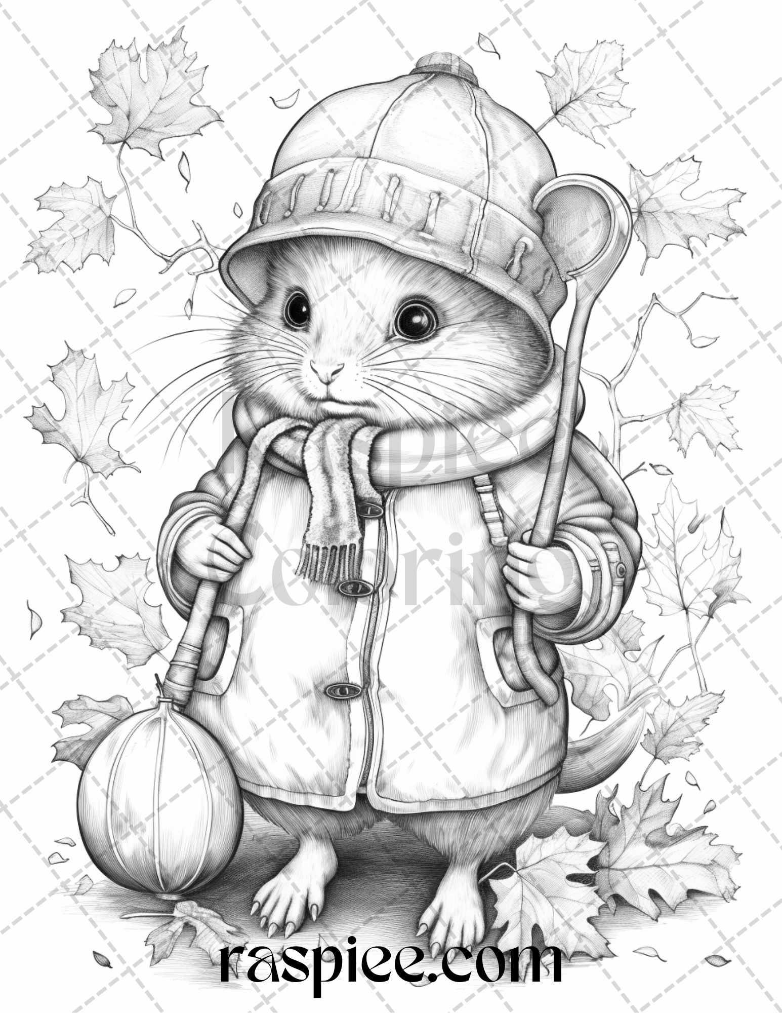 40 Cute Fall Animals Grayscale Coloring Pages Printable for Adults and Kids, PDF File Instant Download