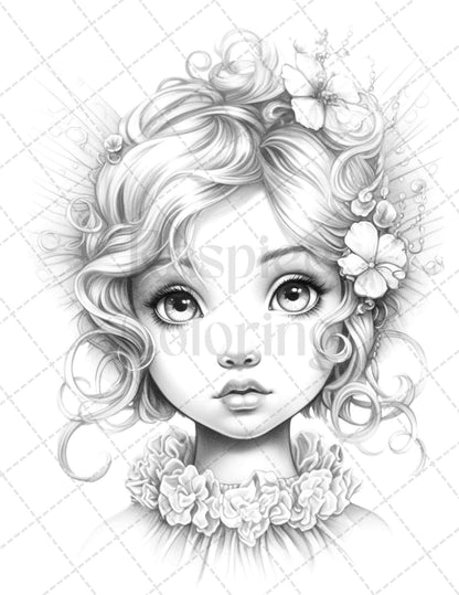 45 Adorable Chibi Fairy Grayscale Coloring Pages Printable for Adults, PDF File Instant Download