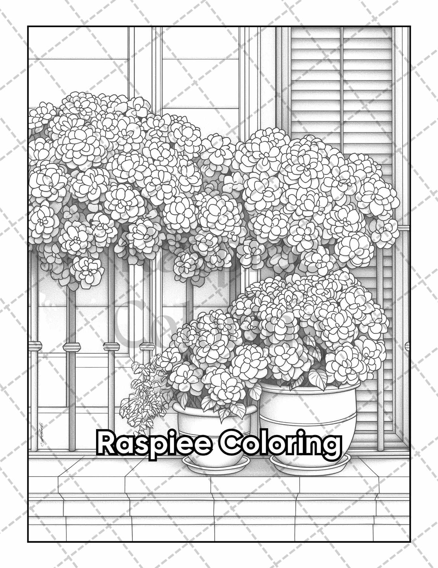 50 Balcony Garden Adult Coloring Pages Printable PDF Instant Download