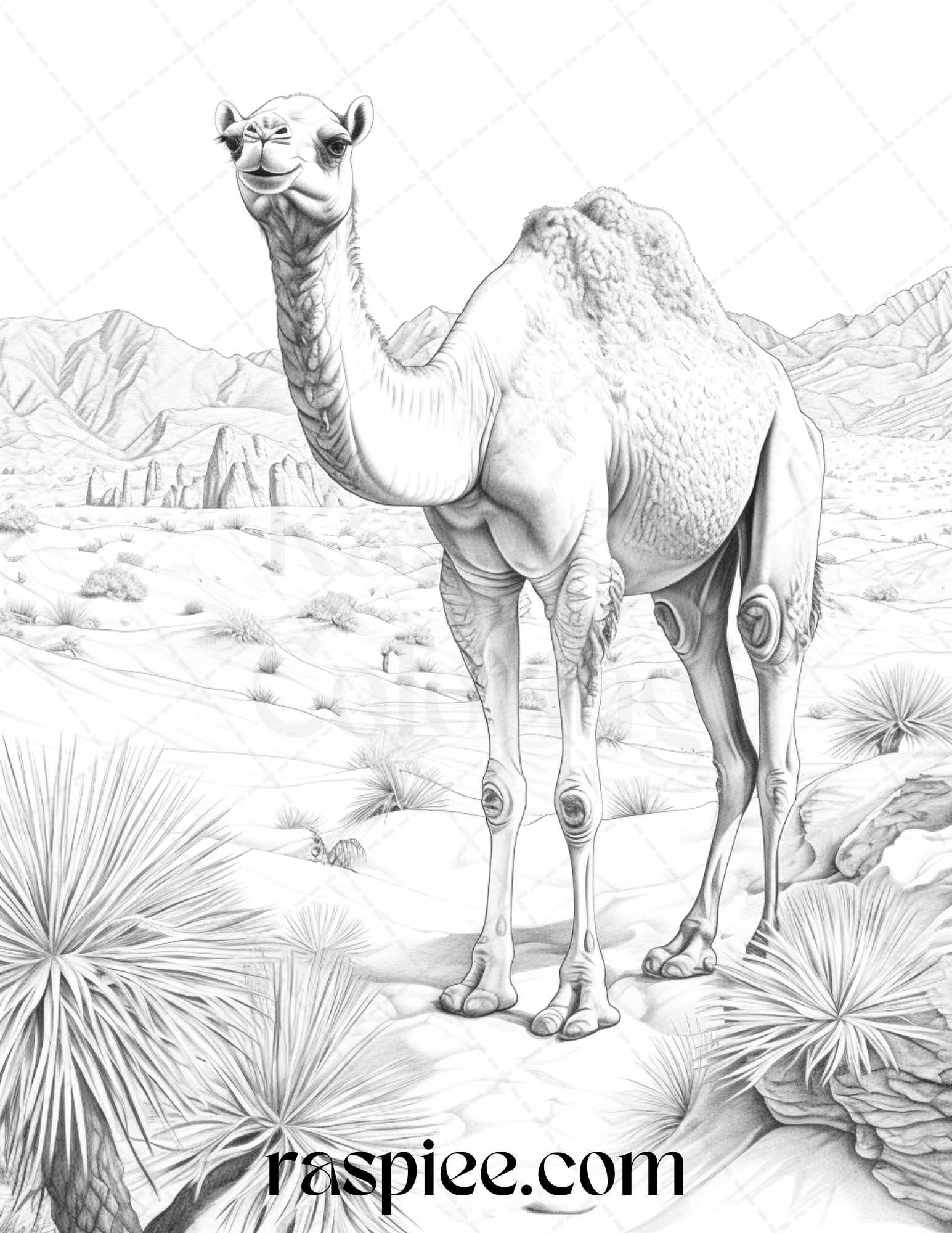 43 Desert Animals Grayscale Coloring Pages Printable for Adults, PDF File Instant Download