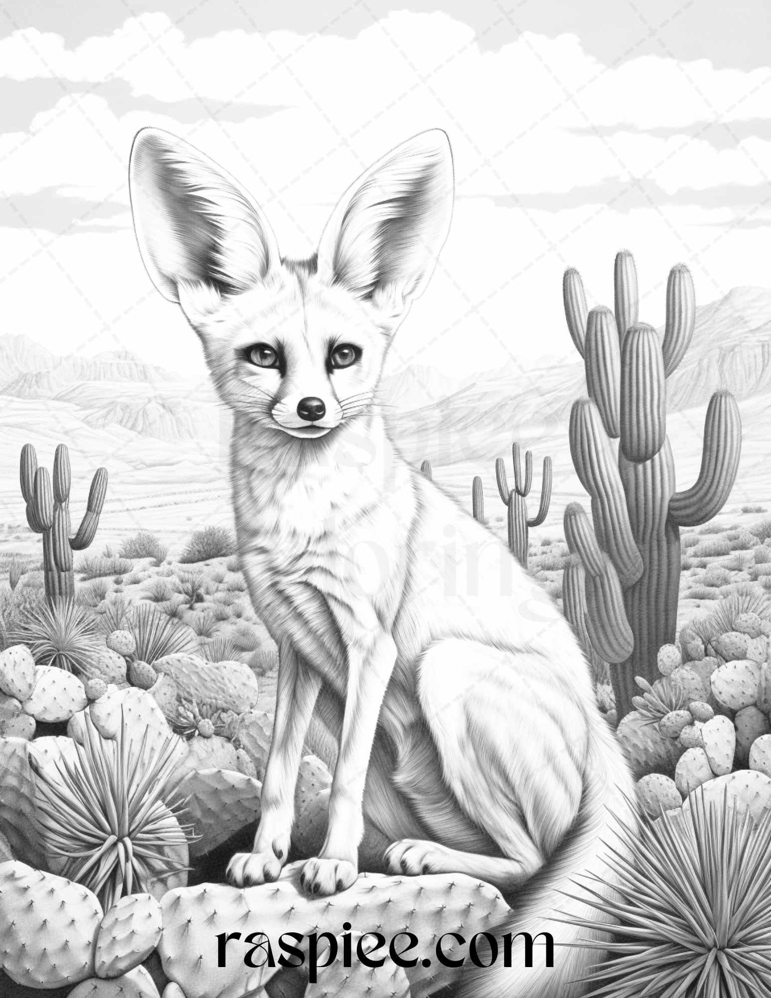 43 Desert Animals Grayscale Coloring Pages Printable for Adults, PDF File Instant Download